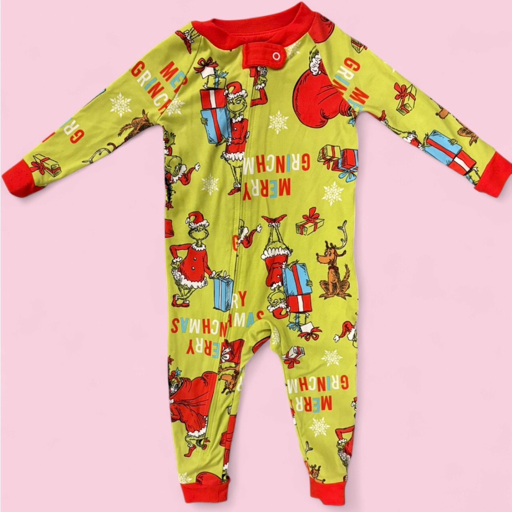 The Grinch Baby Zip Footless Pajamas 12M Merry Grinchmas One Piece Christmas